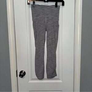 Lululemon Light Gray Stripped Cropped Leggings Size 2